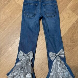 Cat & Jack Blue Jeans with Silver Ruffle flare